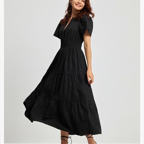 Cotton Black Tiered Smocked Summer Dress, NWT - Picture 11 of 11